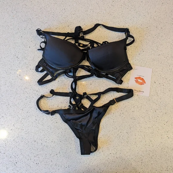 Rare Honey Birdette Shibari black playsuit L - Picture 3 of 10